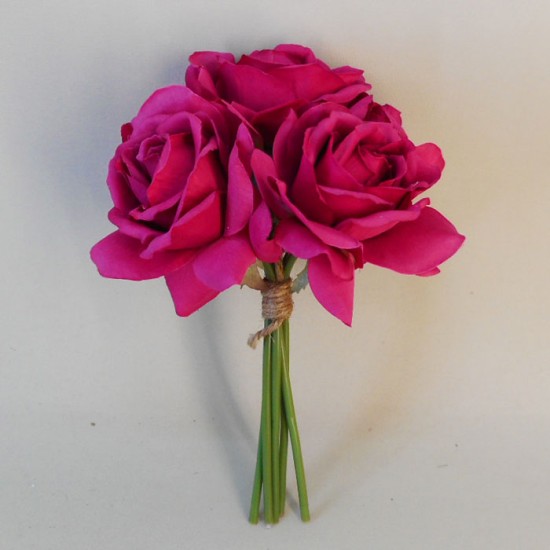 Artificial Roses Bunch Hot Pink 26cm Artificial Flowers